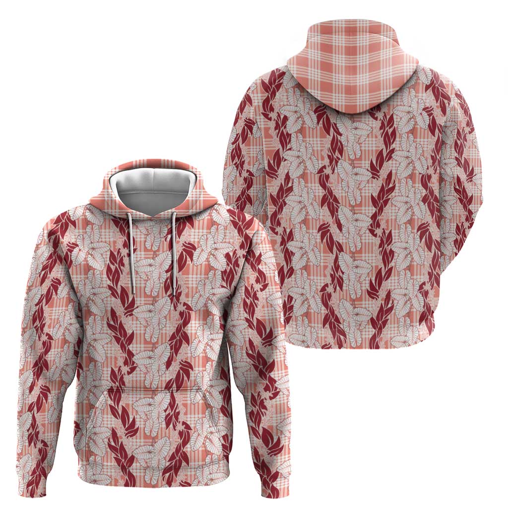Hawaii Ti Leaf Maile Tuberose Lei Zip Hoodie With Hanalei Leaf Red