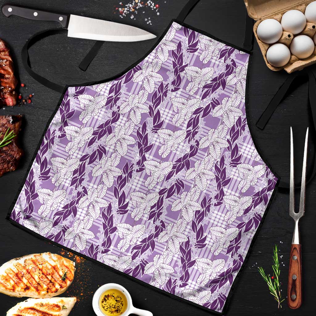 Hawaii Ti Leaf Maile Tuberose Lei Apron With Hanalei Leaf Purple