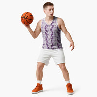 Hawaii Ti Leaf Maile Tuberose Lei Basketball Jersey With Hanalei Leaf Purple