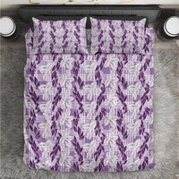 Hawaii Ti Leaf Maile Tuberose Lei Bedding Set With Hanalei Leaf Purple