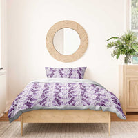 Hawaii Ti Leaf Maile Tuberose Lei Bedding Set With Hanalei Leaf Purple