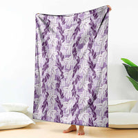 Hawaii Ti Leaf Maile Tuberose Lei Blanket With Hanalei Leaf Purple