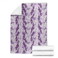 Hawaii Ti Leaf Maile Tuberose Lei Blanket With Hanalei Leaf Purple