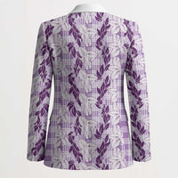 Hawaii Ti Leaf Maile Tuberose Lei Blazer With Hanalei Leaf Purple