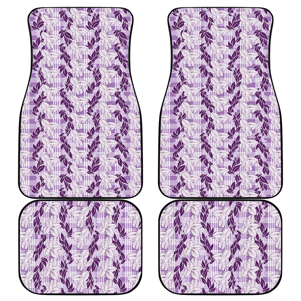 Hawaii Ti Leaf Maile Tuberose Lei Car Mats With Hanalei Leaf Purple