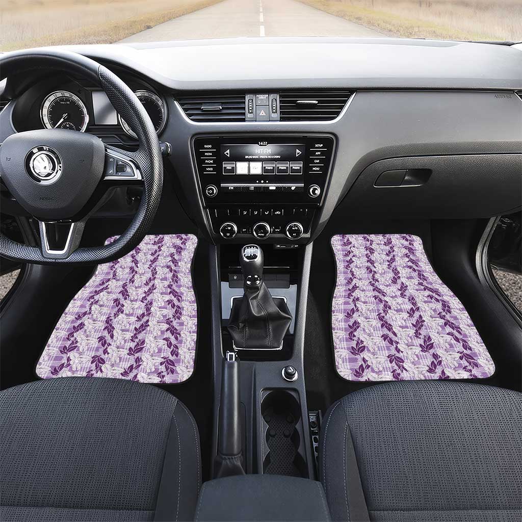 Hawaii Ti Leaf Maile Tuberose Lei Car Mats With Hanalei Leaf Purple