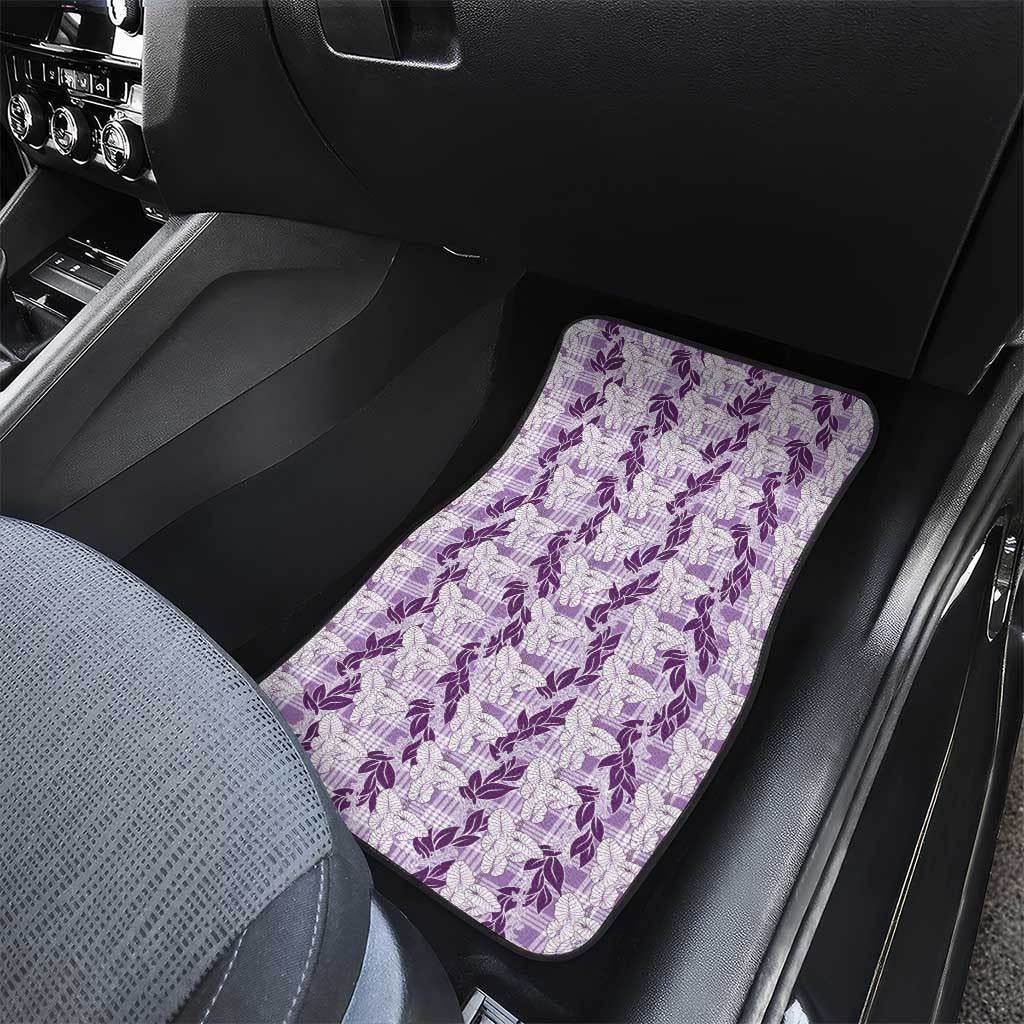 Hawaii Ti Leaf Maile Tuberose Lei Car Mats With Hanalei Leaf Purple