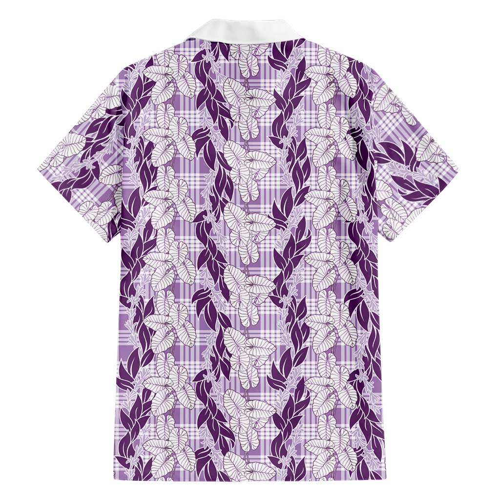 Hawaii Ti Leaf Maile Tuberose Lei Family Matching Long Sleeve Bodycon Dress and Hawaiian Shirt With Hanalei Leaf Purple LT05 - Polynesian Pride