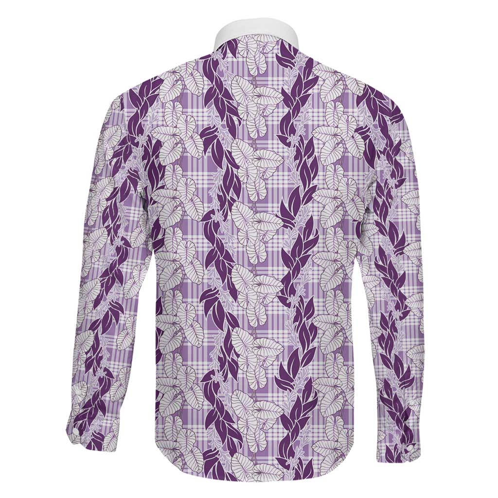 Hawaii Ti Leaf Maile Tuberose Lei Family Matching Tank Maxi Dress and Hawaiian Shirt With Hanalei Leaf Purple LT05 - Polynesian Pride