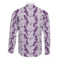 Hawaii Ti Leaf Maile Tuberose Lei Family Matching Tank Maxi Dress and Hawaiian Shirt With Hanalei Leaf Purple LT05 - Polynesian Pride
