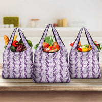 Hawaii Ti Leaf Maile Tuberose Lei Grocery Bag With Hanalei Leaf Purple