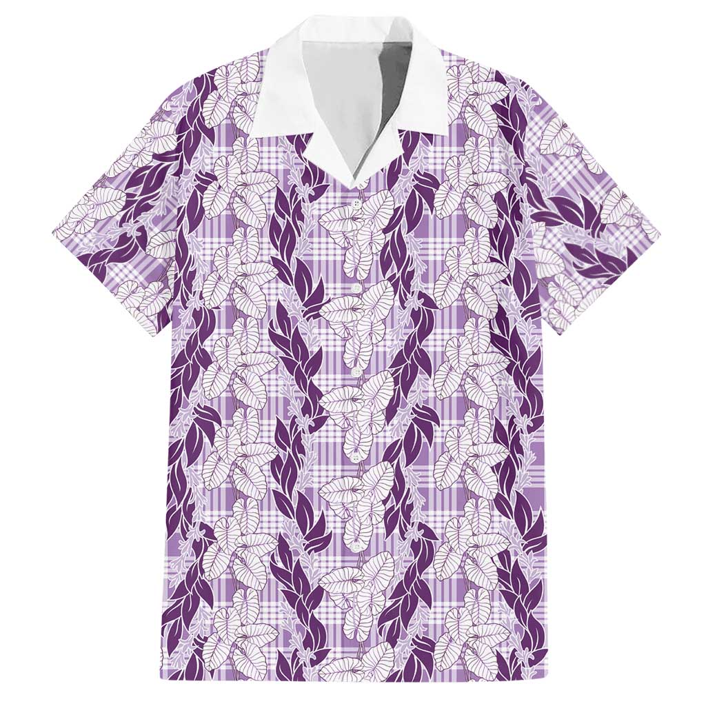 Hawaii Ti Leaf Maile Tuberose Lei Hawaiian Shirt With Hanalei Leaf Purple