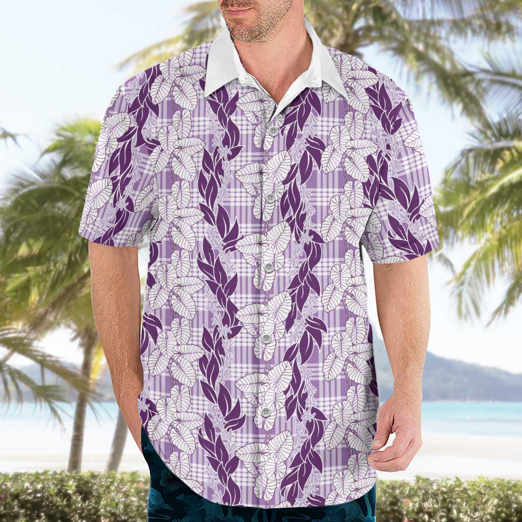 Hawaii Ti Leaf Maile Tuberose Lei Hawaiian Shirt With Hanalei Leaf Purple