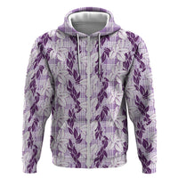 Hawaii Ti Leaf Maile Tuberose Lei Hoodie With Hanalei Leaf Purple