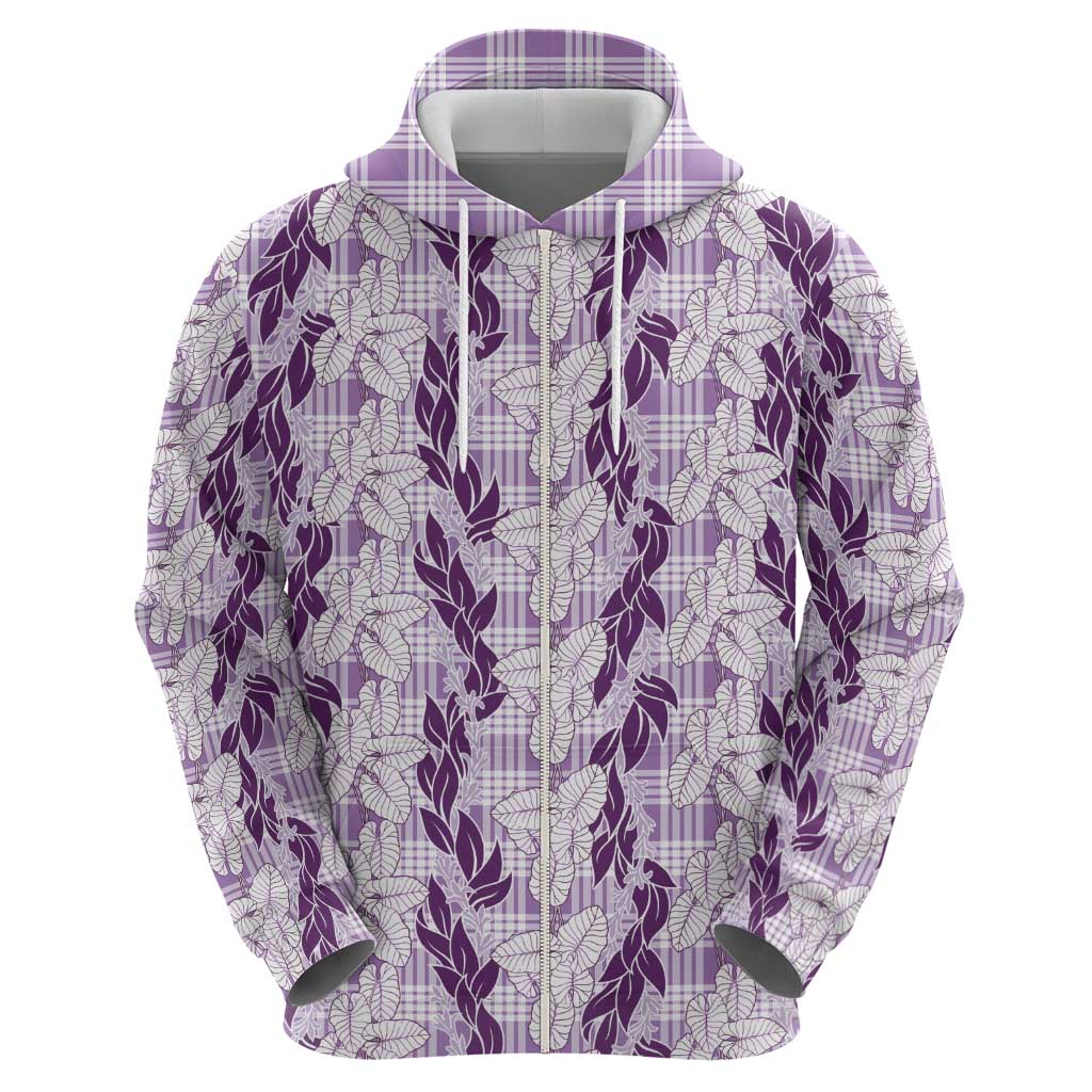Hawaii Ti Leaf Maile Tuberose Lei Hoodie With Hanalei Leaf Purple