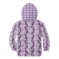 Hawaii Ti Leaf Maile Tuberose Lei Kid Hoodie With Hanalei Leaf Purple