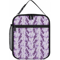 Hawaii Ti Leaf Maile Tuberose Lei Lunch Bag With Hanalei Leaf Purple LT05 10.2 × 8.3 × 4.3 inch Purple - Polynesian Pride