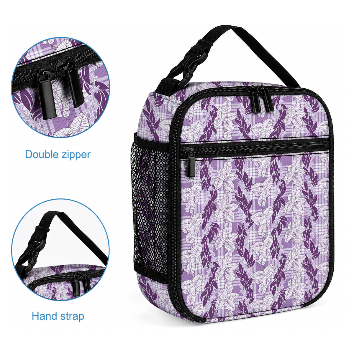 Hawaii Ti Leaf Maile Tuberose Lei Lunch Bag With Hanalei Leaf Purple LT05 - Polynesian Pride