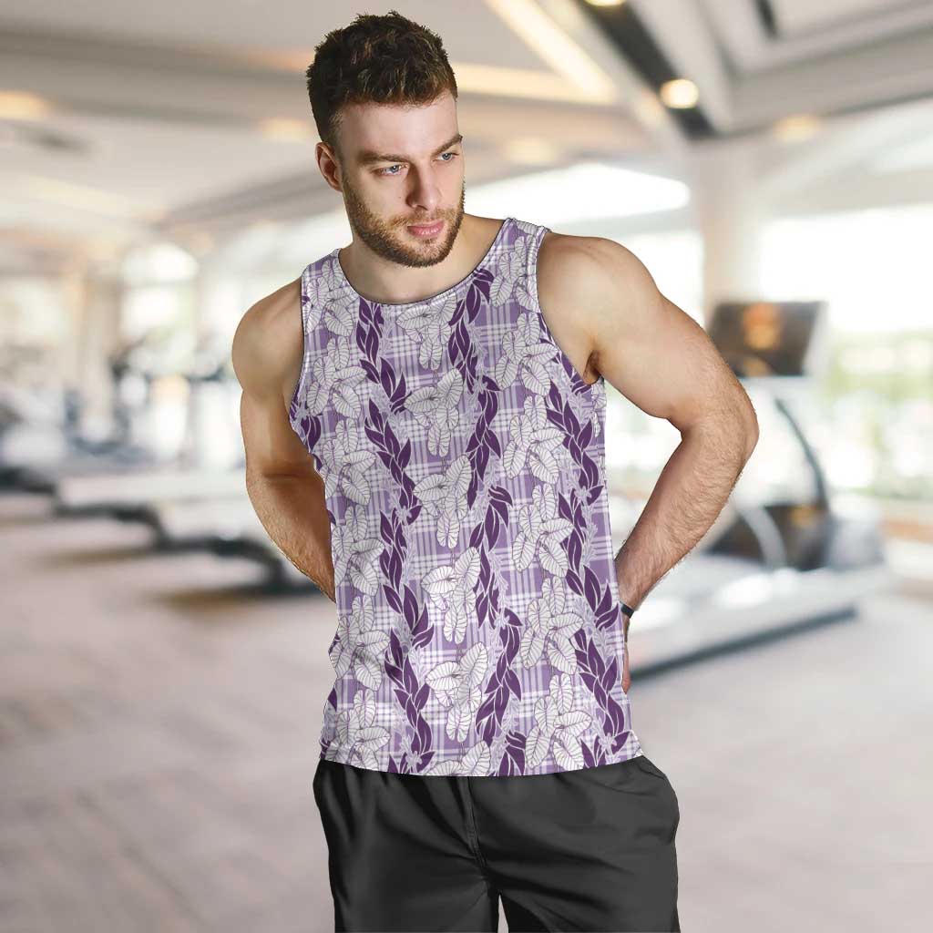 Hawaii Ti Leaf Maile Tuberose Lei Men Tank Top With Hanalei Leaf Purple