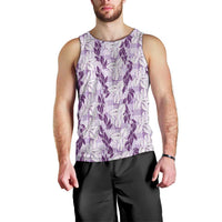 Hawaii Ti Leaf Maile Tuberose Lei Men Tank Top With Hanalei Leaf Purple