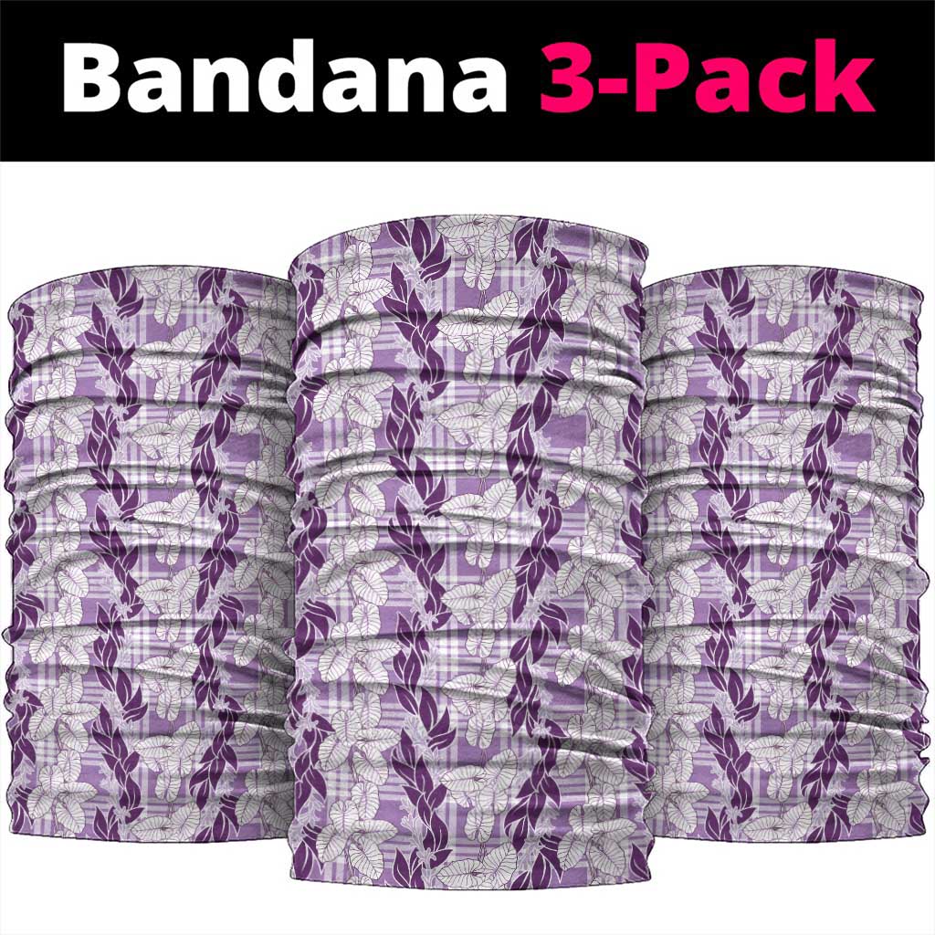 Hawaii Ti Leaf Maile Tuberose Lei Neck Gaiter With Hanalei Leaf Purple