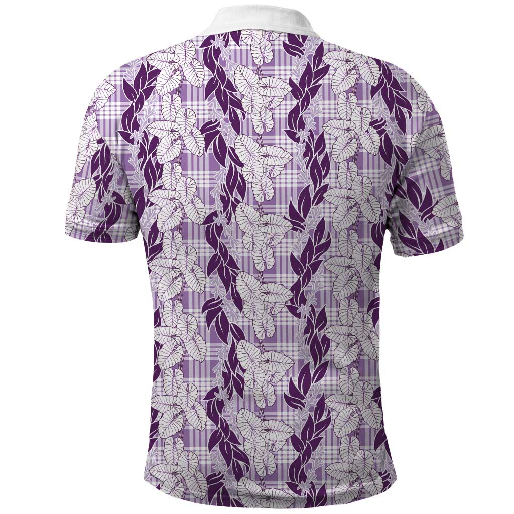 Hawaii Ti Leaf Maile Tuberose Lei Polo Shirt With Hanalei Leaf Purple