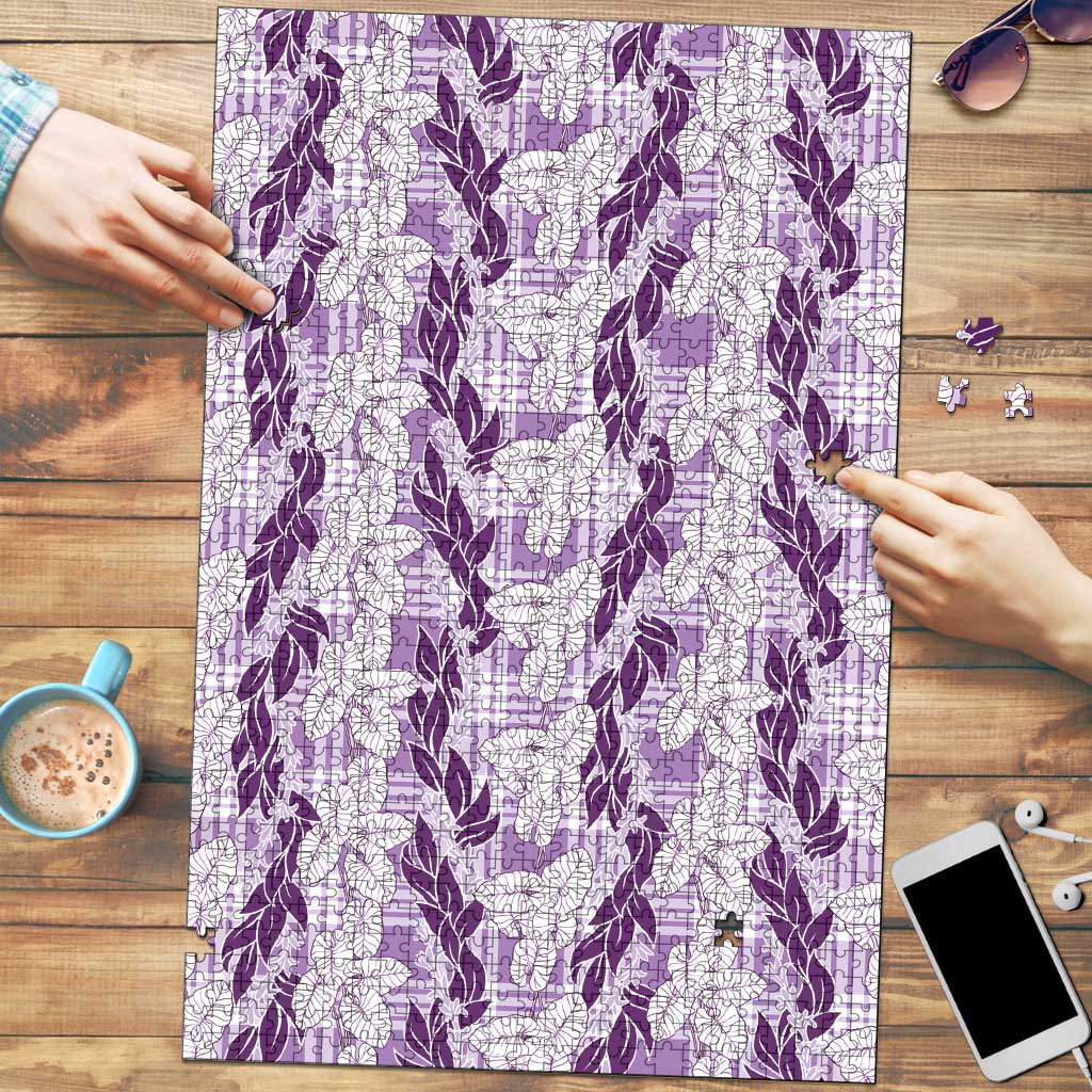 Hawaii Ti Leaf Maile Tuberose Lei Puzzle With Hanalei Leaf Purple