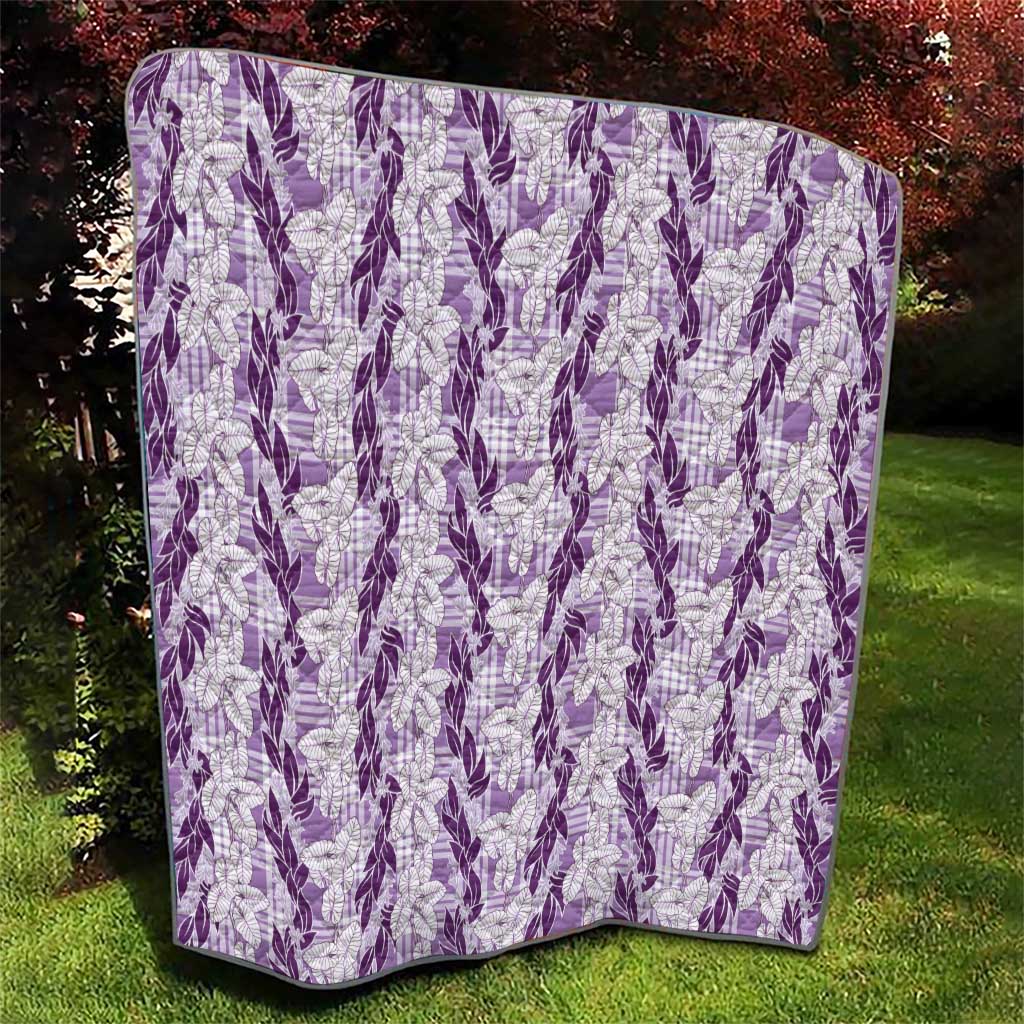 Hawaii Ti Leaf Maile Tuberose Lei Quilt With Hanalei Leaf Purple
