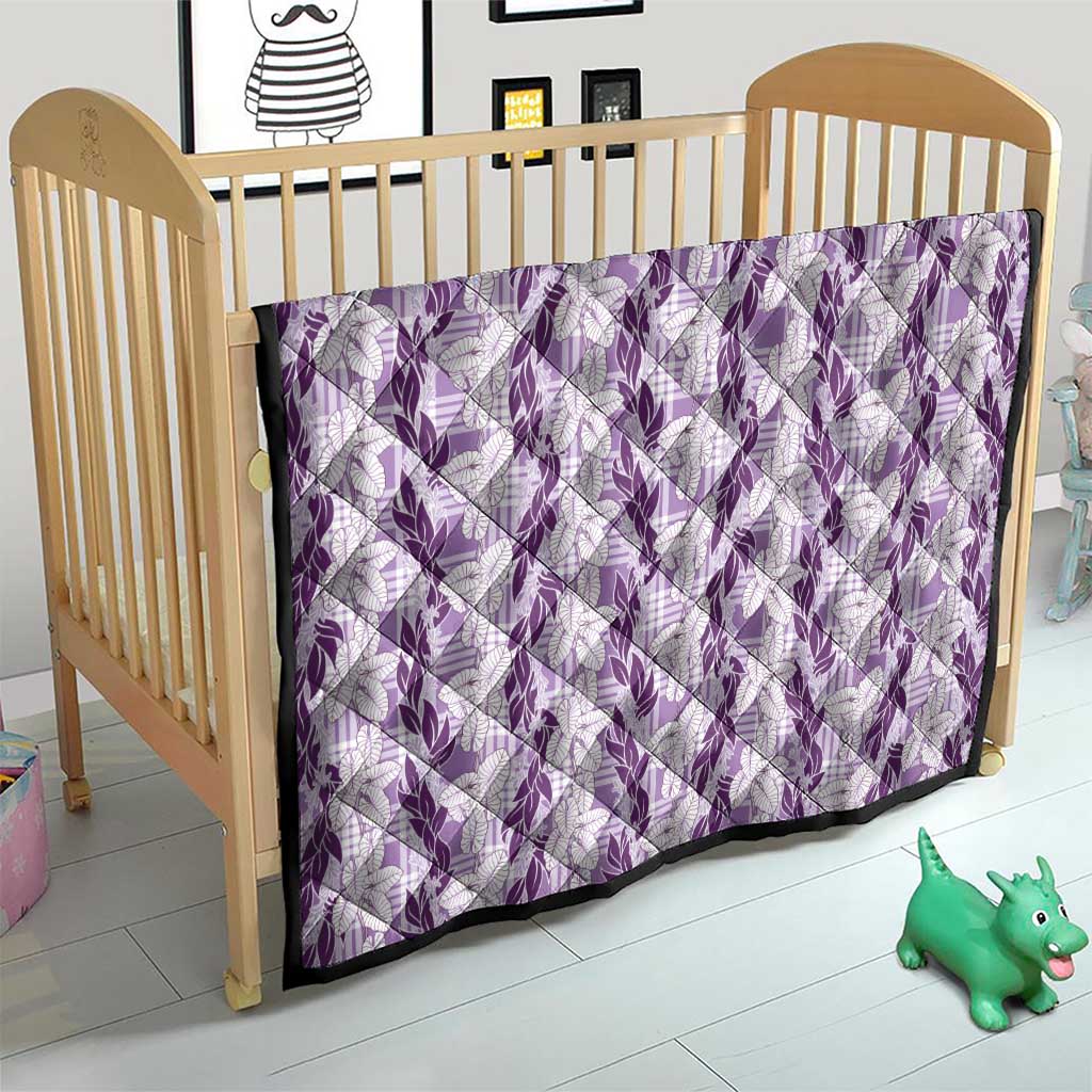 Hawaii Ti Leaf Maile Tuberose Lei Quilt With Hanalei Leaf Purple
