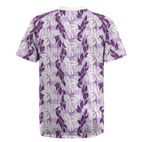 Hawaii Ti Leaf Maile Tuberose Lei Rugby Jersey With Hanalei Leaf Purple