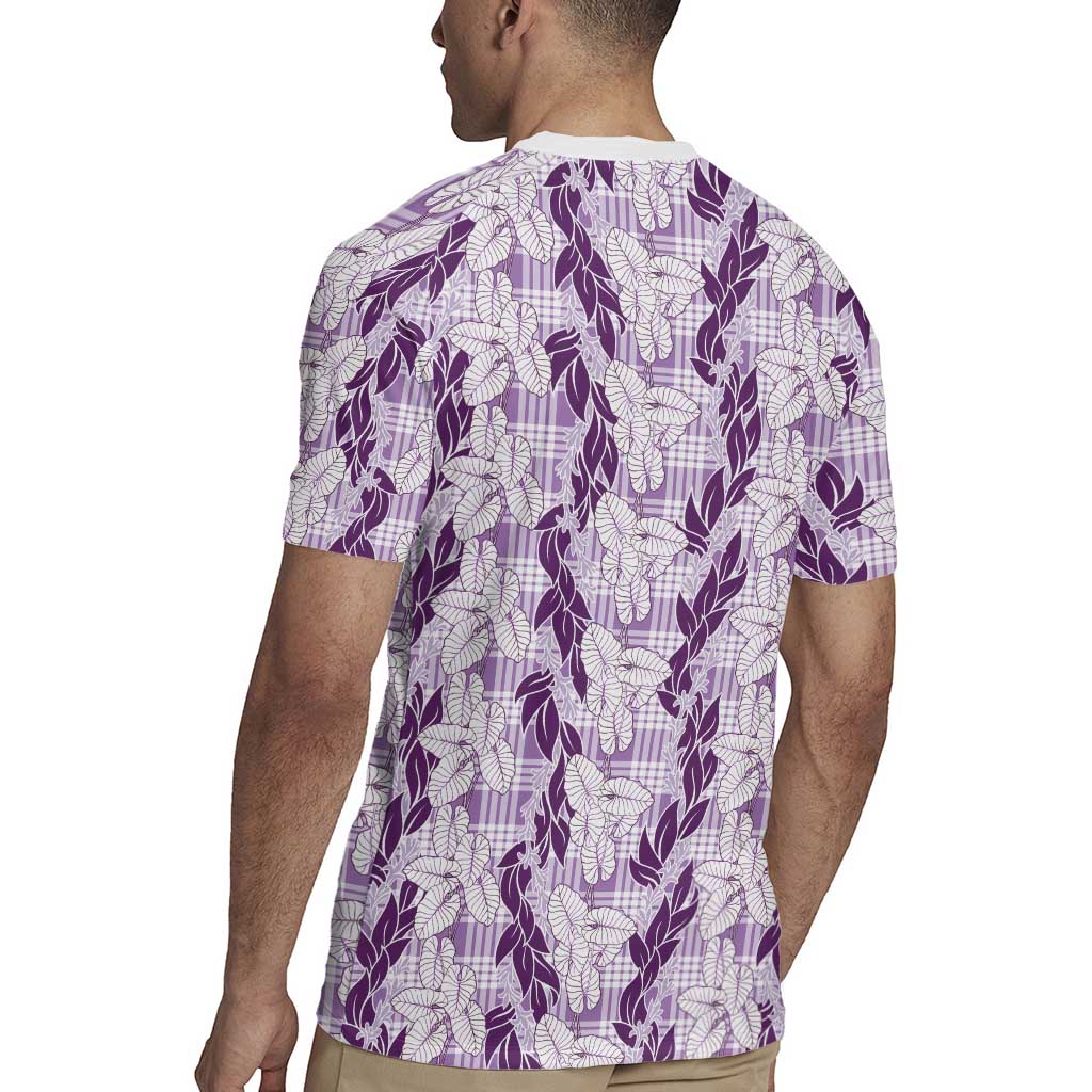 Hawaii Ti Leaf Maile Tuberose Lei Rugby Jersey With Hanalei Leaf Purple