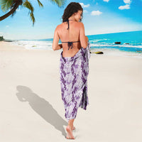 Hawaii Ti Leaf Maile Tuberose Lei Sarong With Hanalei Leaf Purple