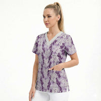 Hawaii Ti Leaf Maile Tuberose Lei Scrub Top With Hanalei Leaf Purple