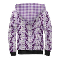 Hawaii Ti Leaf Maile Tuberose Lei Sherpa Hoodie With Hanalei Leaf Purple LT05 - Polynesian Pride