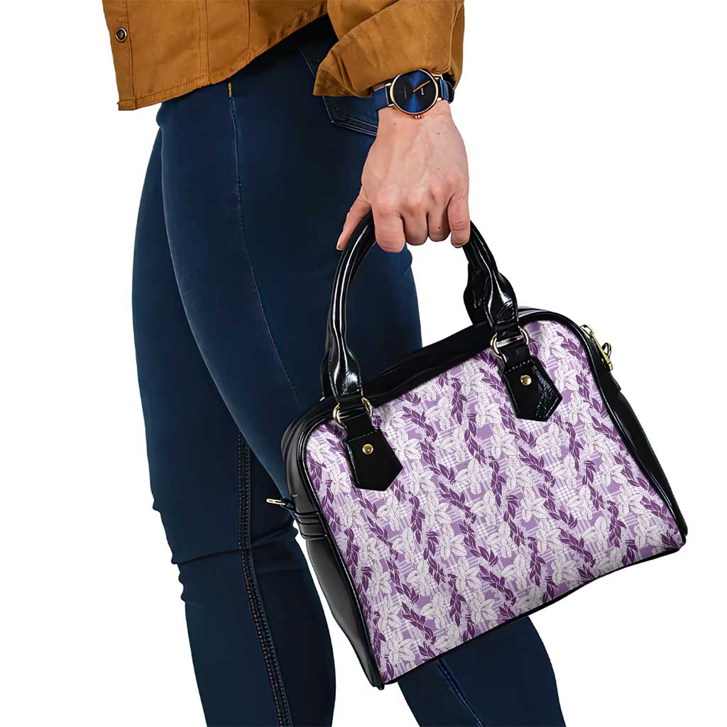 Hawaii Ti Leaf Maile Tuberose Lei Shoulder Handbag With Hanalei Leaf Purple