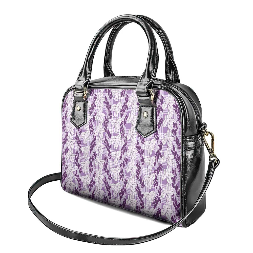 Hawaii Ti Leaf Maile Tuberose Lei Shoulder Handbag With Hanalei Leaf Purple