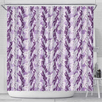 Hawaii Ti Leaf Maile Tuberose Lei Shower Curtain With Hanalei Leaf Purple