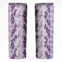 Hawaii Ti Leaf Maile Tuberose Lei Skinny Tumbler With Hanalei Leaf Purple