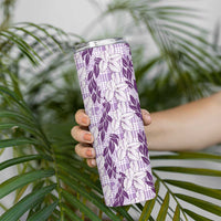 Hawaii Ti Leaf Maile Tuberose Lei Skinny Tumbler With Hanalei Leaf Purple