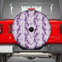Hawaii Ti Leaf Maile Tuberose Lei Spare Tire Cover With Hanalei Leaf Purple