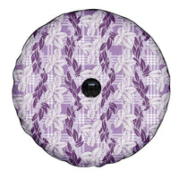 Hawaii Ti Leaf Maile Tuberose Lei Spare Tire Cover With Hanalei Leaf Purple