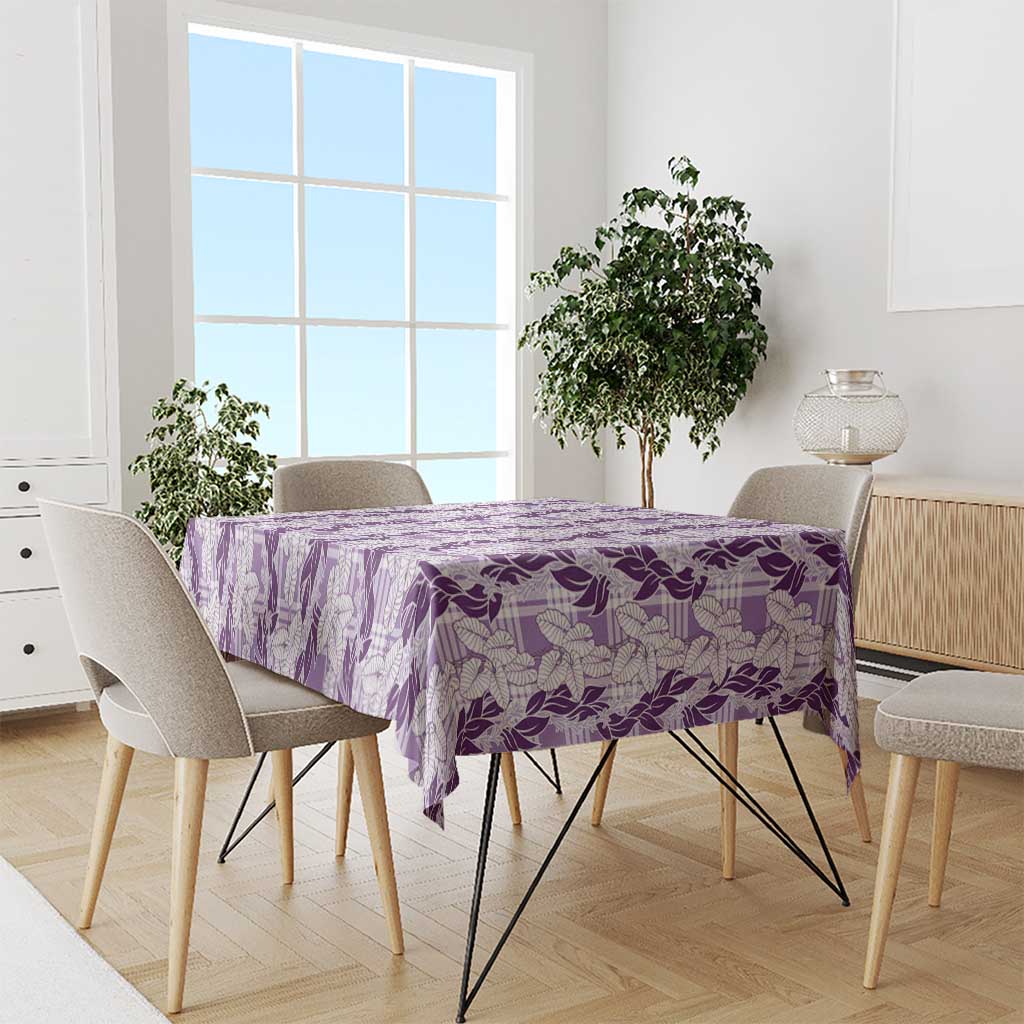Hawaii Ti Leaf Maile Tuberose Lei Tablecloth With Hanalei Leaf Purple