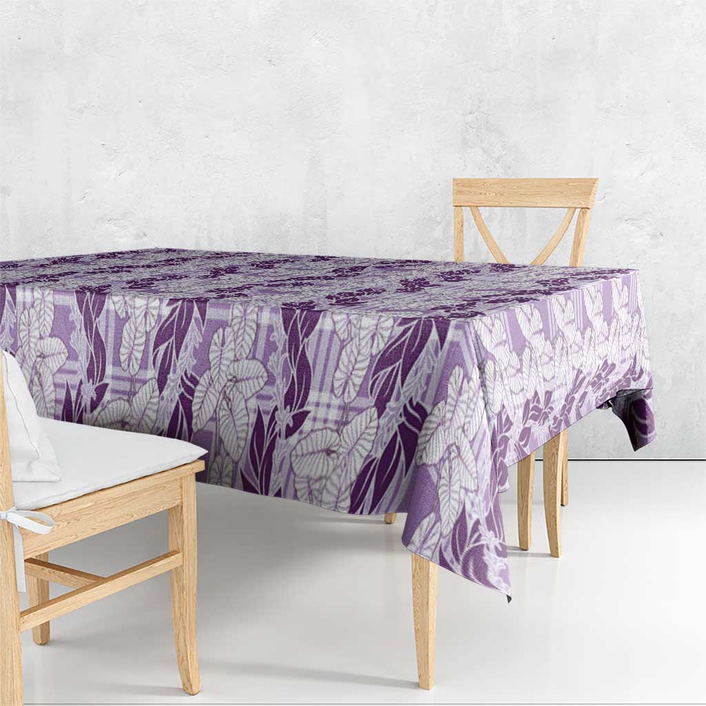 Hawaii Ti Leaf Maile Tuberose Lei Tablecloth With Hanalei Leaf Purple