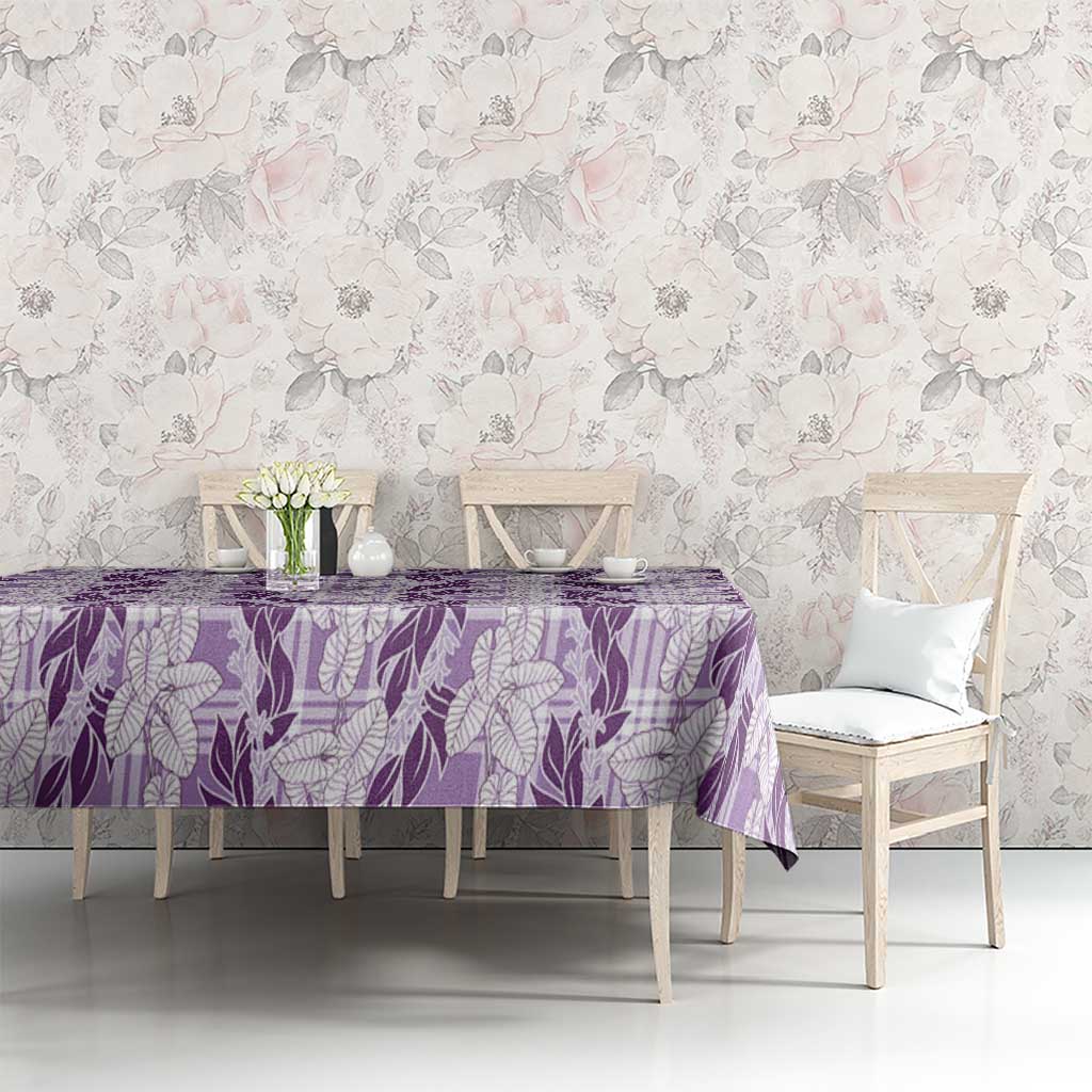 Hawaii Ti Leaf Maile Tuberose Lei Tablecloth With Hanalei Leaf Purple