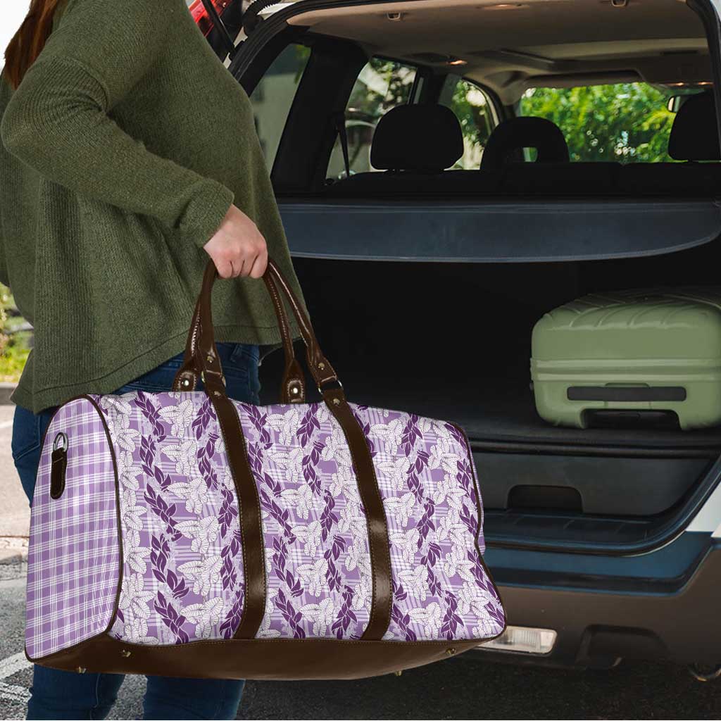 Hawaii Ti Leaf Maile Tuberose Lei Travel Bag With Hanalei Leaf Purple