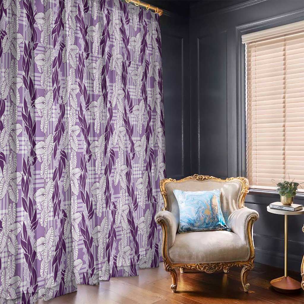 Hawaii Ti Leaf Maile Tuberose Lei Window Curtain With Hanalei Leaf Purple