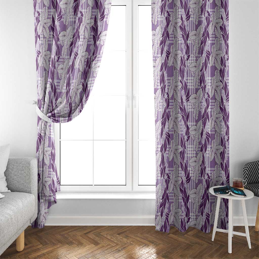 Hawaii Ti Leaf Maile Tuberose Lei Window Curtain With Hanalei Leaf Purple