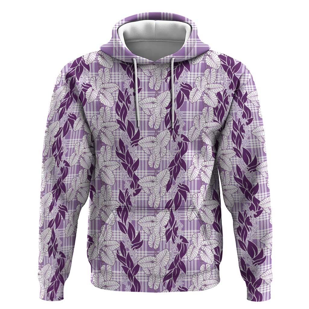 Hawaii Ti Leaf Maile Tuberose Lei Zip Hoodie With Hanalei Leaf Purple