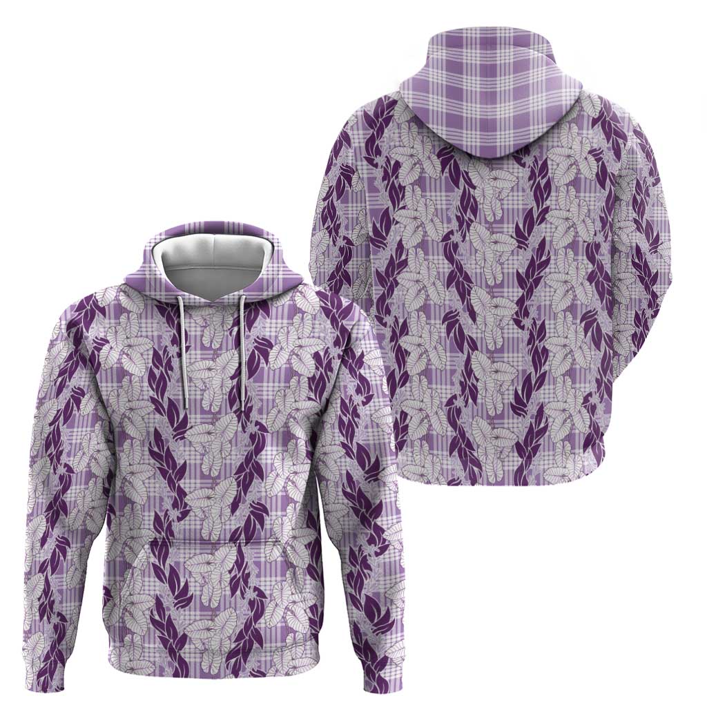 Hawaii Ti Leaf Maile Tuberose Lei Zip Hoodie With Hanalei Leaf Purple