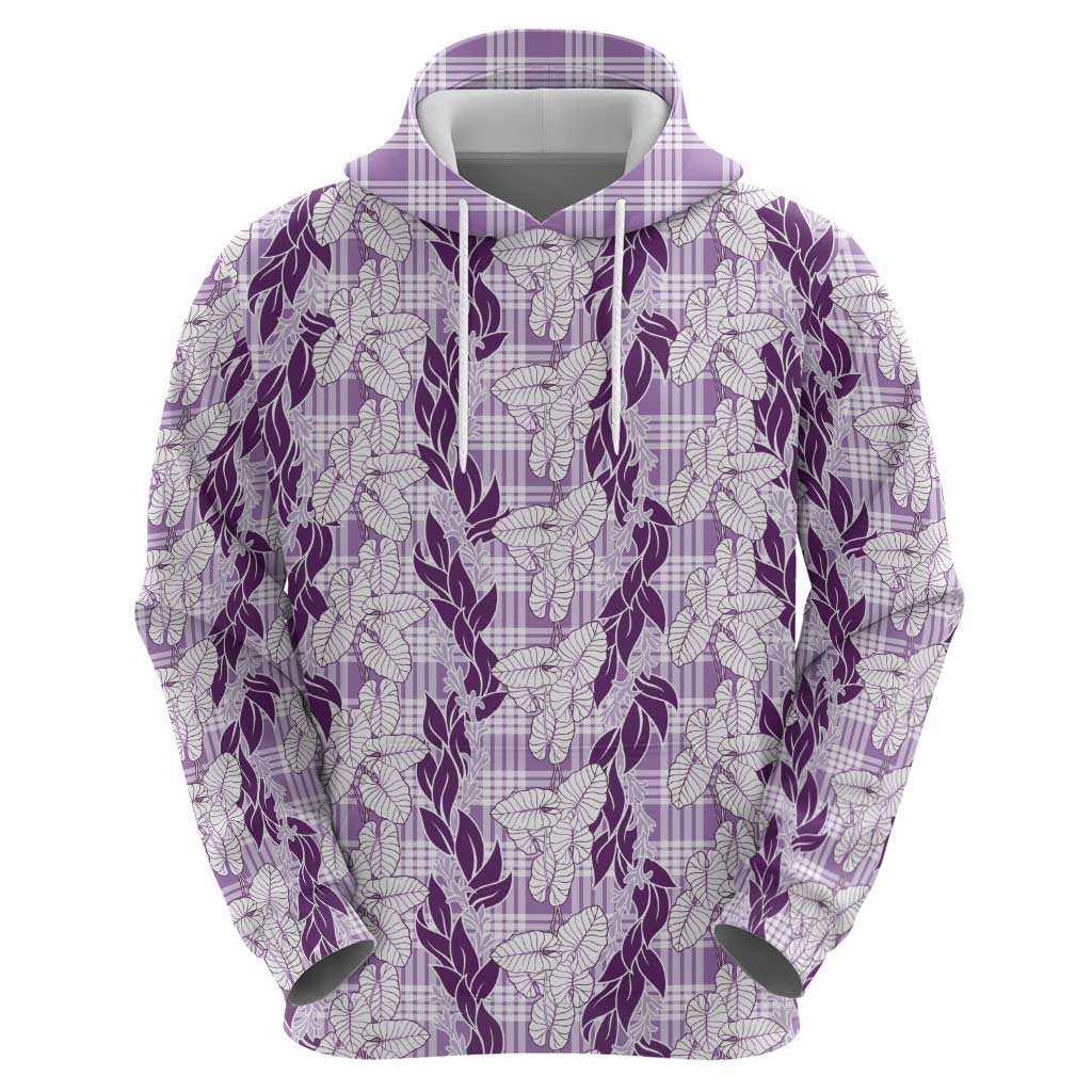 Hawaii Ti Leaf Maile Tuberose Lei Zip Hoodie With Hanalei Leaf Purple